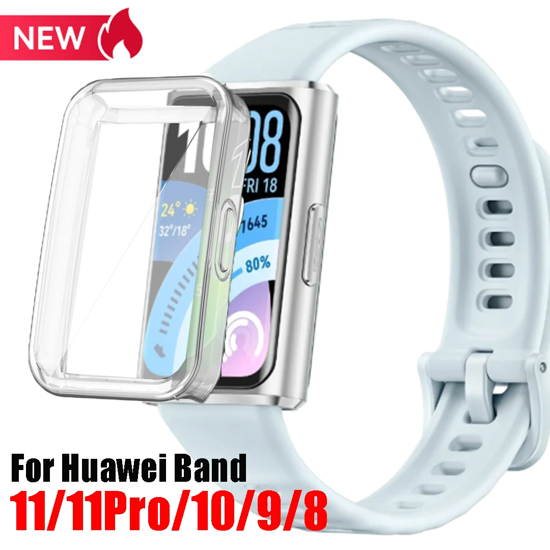 Soft TPU Case For Huawei Band 11 Pro 10 9 8 Accessories All-around Bumper Watch Shell Cover For Huawei Band 11 Screen Protector