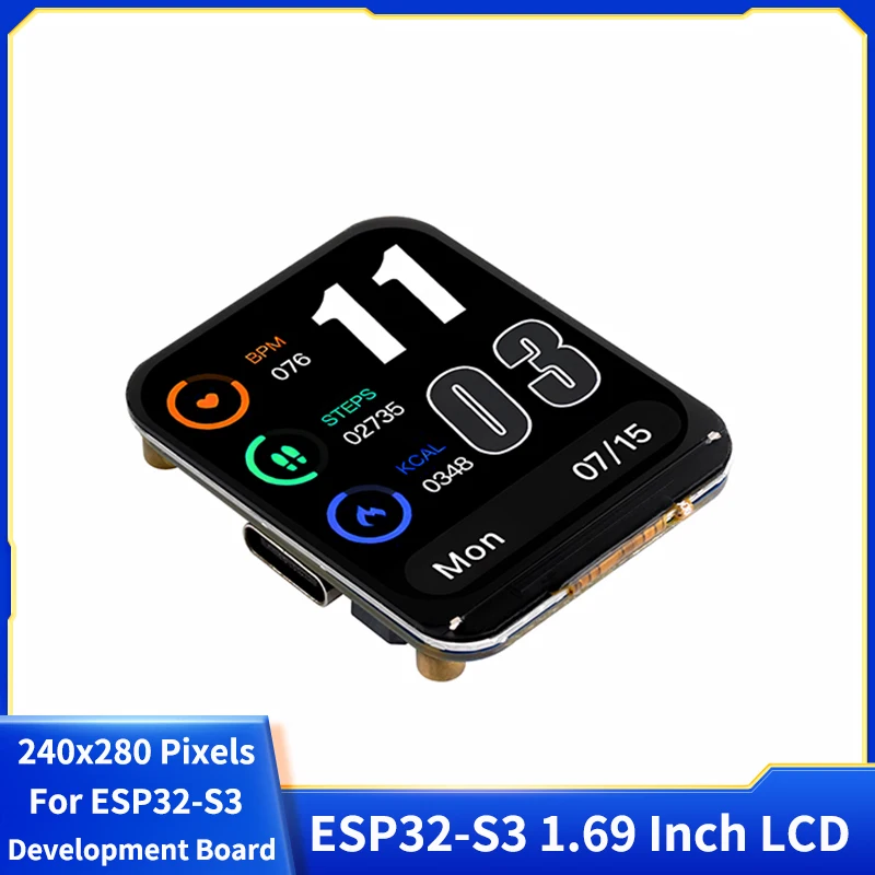 

ESP32-S3 1,69-дюймовый сенсорный ЖК-дисплей, макетная плата, 240x280 пикселей, 262 К, цвет с акселерометром, датчиком гироскопа