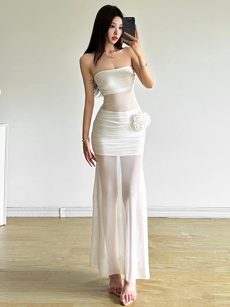 Weird Puss Cloud Mist Thin Veil Cold Sensation Super Fairy Rose Decoration See tough Design Slimming Dr Women's Faion