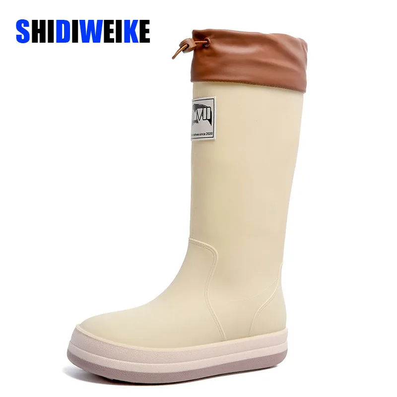 

SDWK Soft Foldable High Drum Rain Boots Made of Polymer Material Women's Rain Boots Women Antiskid Wear-resistant Water Boots