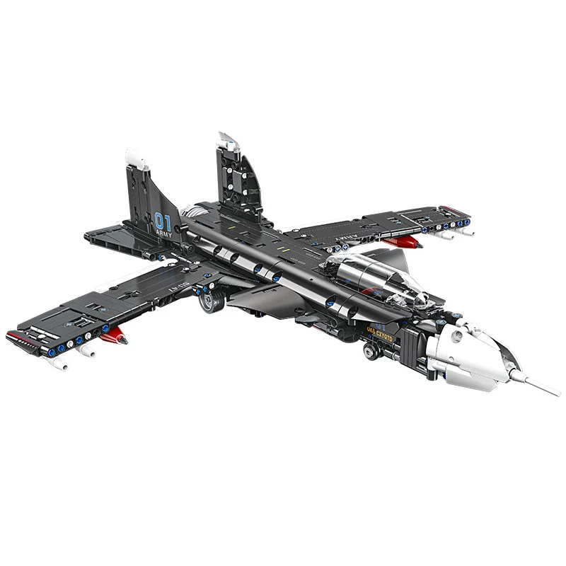 IN STOCK Technical Military Weapon Sukhoi Su-47 Fighter Building Blocks Model Airplane Bricks Assembling Toys for Children Gift