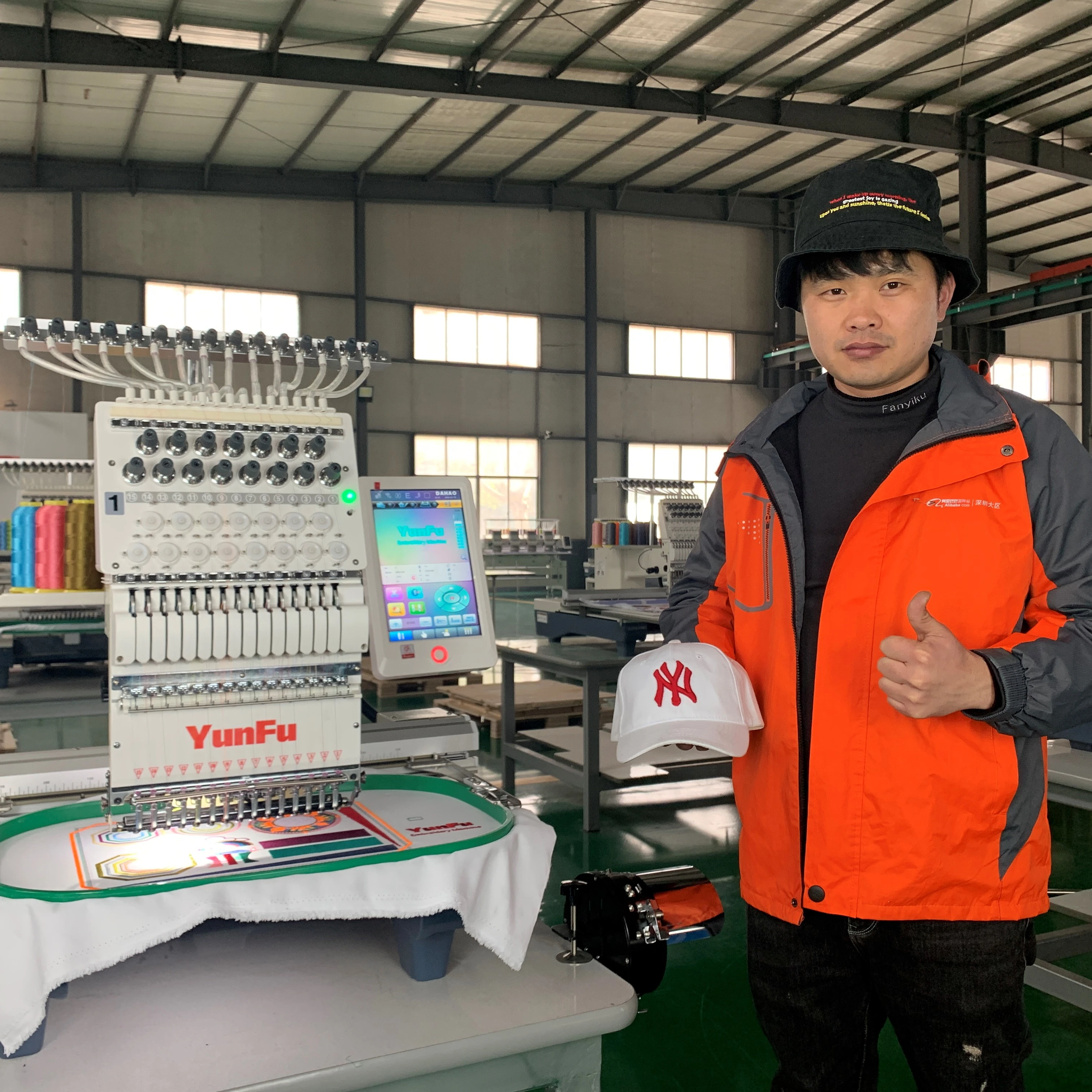 YunFu Single Head Embroidery Machine Automatic Cap T Shirt Garment Commercial Use Computer Embroidery Machine for Sale