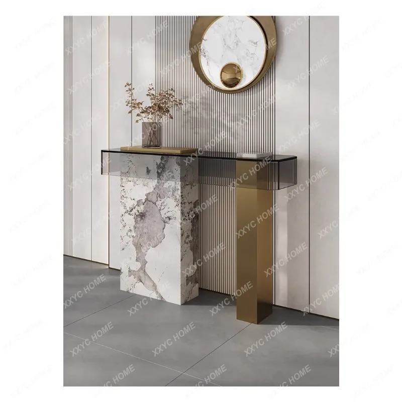 

Simple Stainless Steel Console Tables Modern Corridor Curio Cabinet