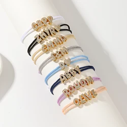 Qitian Personalized Custom 3d Bubble Letter Bracelet Cubic Zirconia Gold Name Bracelet Women Jewelry For Valentine'S Day Gift