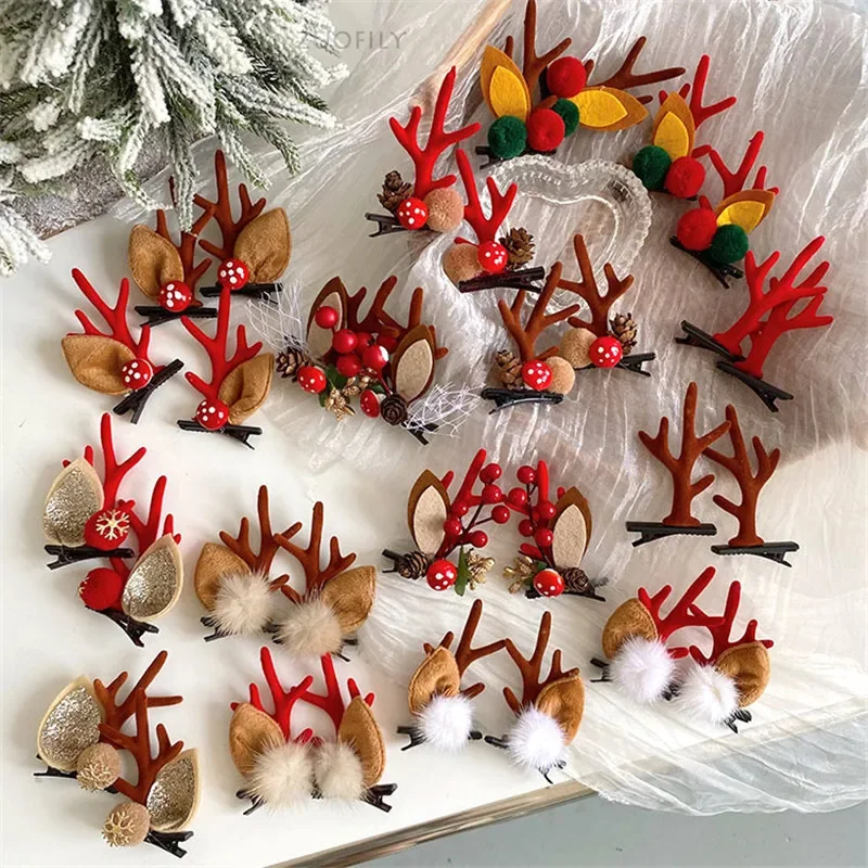 2 قطعة/المجموعة لطيف عيد الميلاد قرون الطفل دبابيس الشعر الاطفال الفتيات مقاطع الشعر إكسسوارات الشعر طفلة طفل دبوس الشعر الرضع عقال #3