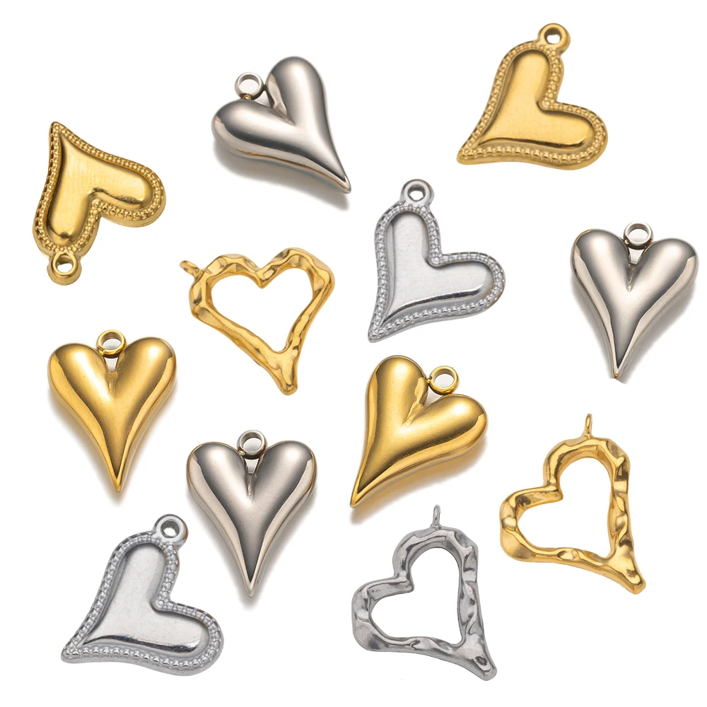 

5pcs Gold Plated Stainless Steel Charms Heart Charms Love Pendant for DIY Necklace Earring Jewelry Making Craft Supplies Wedding