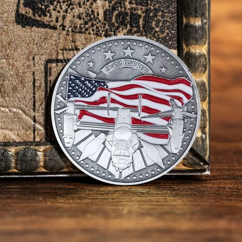 V22 Osprey Helicopter Ancient Silver Plated Commemorative Coin Ancient Military Flag Souvenir Coin