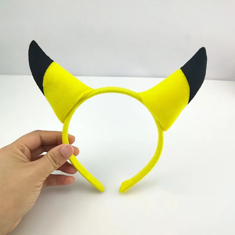 Pokemon Anime Hair Accessories Pikachu Headband Cute Ears Hairband Plush Doll Headgear Play Selfie Customization