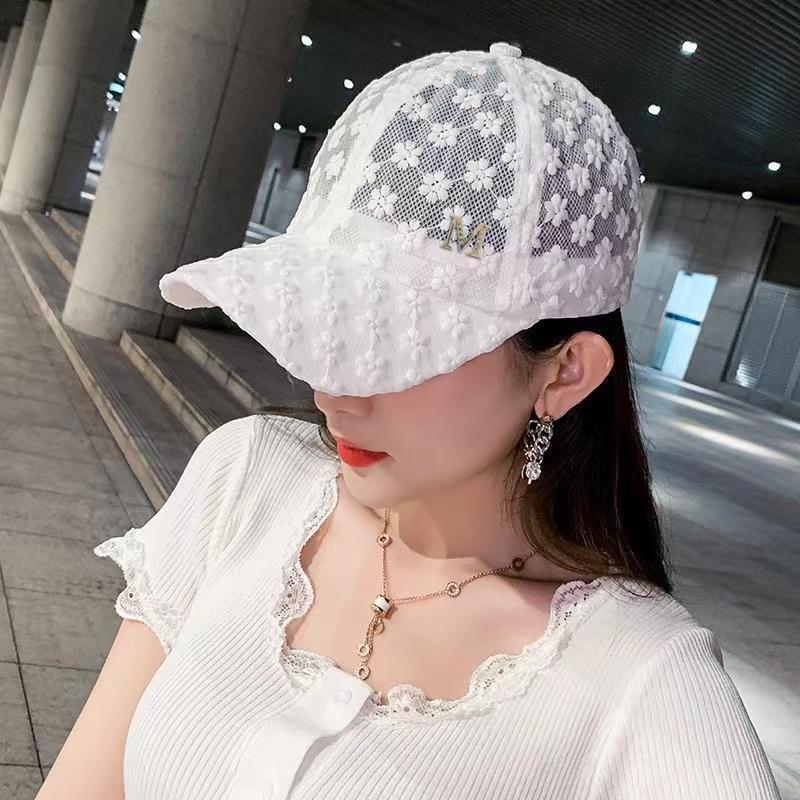  Adjustable Lace Flower Thin Baseball Cap Fashion Outdoor Women Summer Sunscreen Sun Hollow Hat Girls Hip Hop Visors Cap 