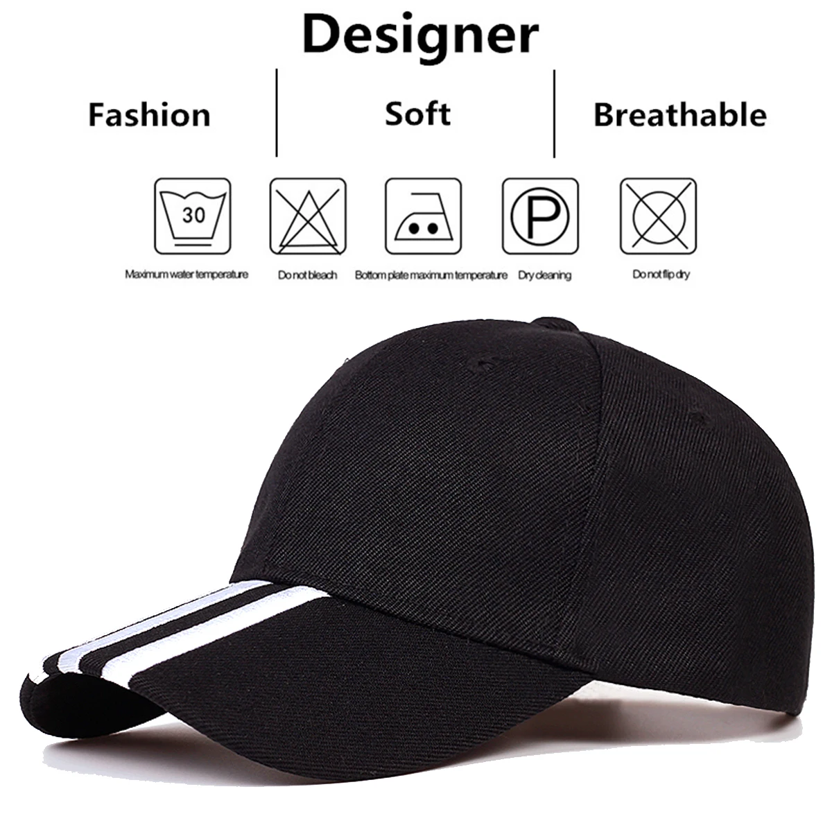 Unisex Three Horizontal Embroidery Baseball Caps Spring Autumn Outdoor Adjustable Casual Hats Sunscreen Hat