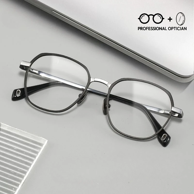 

Ultralight Pure Titanium Polygon Full Frame Myopia Hyperopia Astigmatism Anti BlueLight Prescription Progressive Optical Glasses