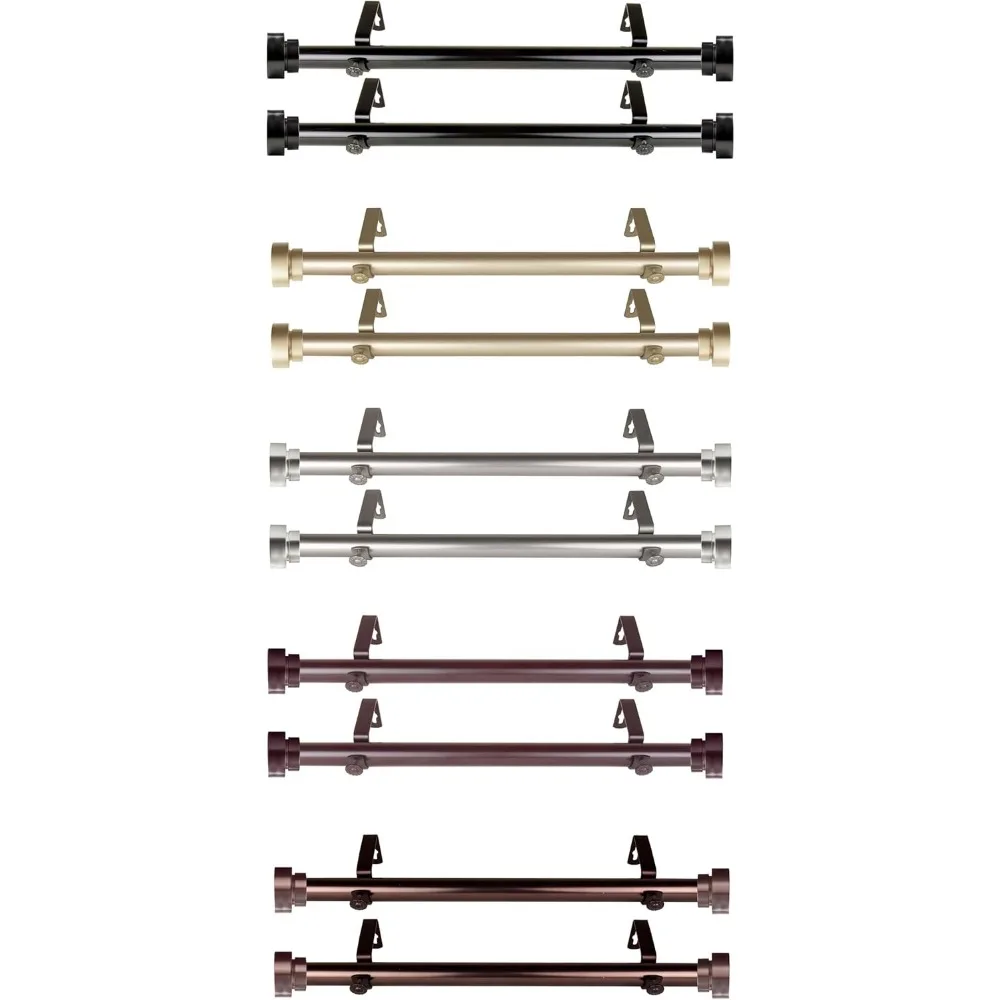 골드 사이드 커튼 봉 2개 세트, 12-20인치, 창문 장식용 데코레이티브 봉