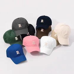 New Women's Versatile Korean R Alphabet Embroidered Baseball Cap Curved Brim Outdoor Shade Autumn Winter Widened Sunscreen Cap