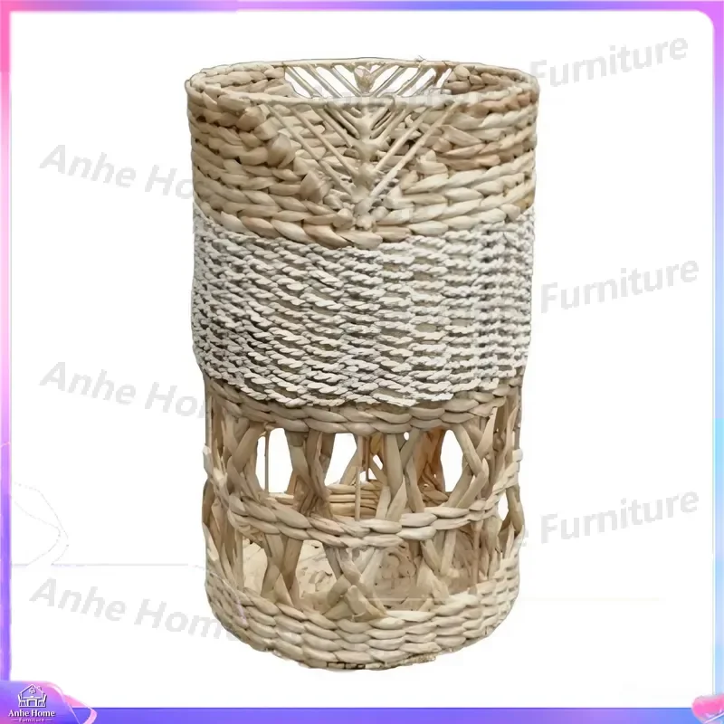 Natural Water Hyacinth Seaweed Rattan Pet Bed Boho Style Dog Cat House Eco Friendly Woven Basket Nest Soft Cushion Home Decor