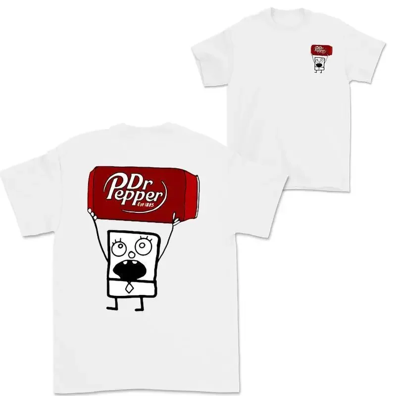 2026 Summer Dr Pepper Doodlebob T-shirt Doodlebob Shirt Dr Pepper Shirt Graphic Printed Unisex Classic Cotton T-shirts
