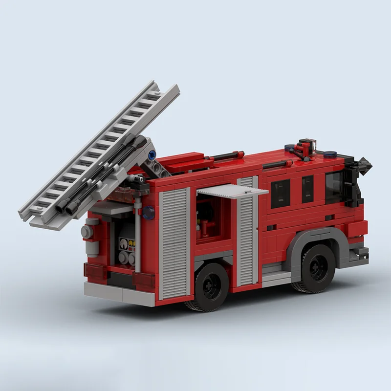 City Service Car Model MOC Building Bricks Dutch Compact Fire Truck Modular Technology Gifts Holiday Assemble Children Toys Suit