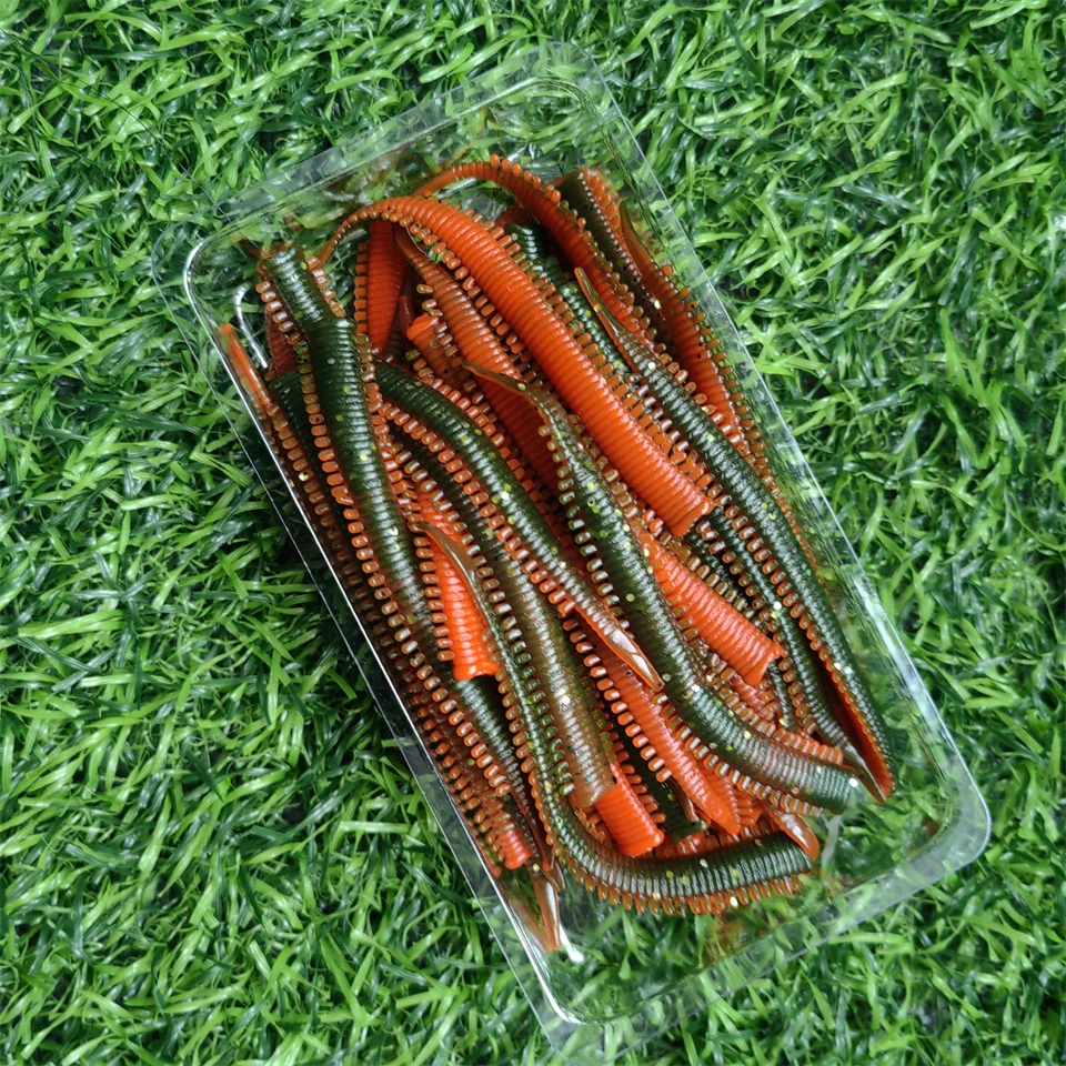 

Swolfy 40PCS Soft Earthworm Fishing Lure 80mm 0.75g Soft Worm Jig Fish Wobbler Fishing Bait Artificial Soft Baits worm lure