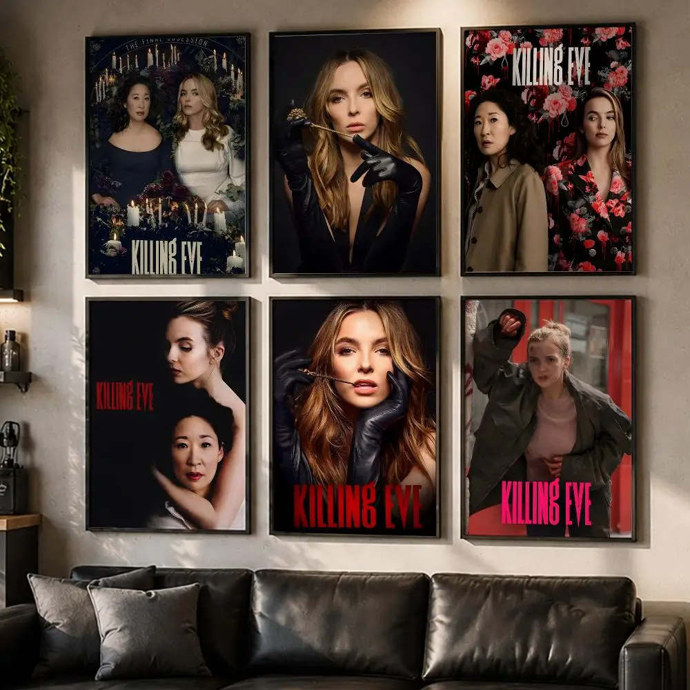Iconic TV Show Killing Eve Poster No Glue Residue Self-Adhesive Art Poster Wall Decor for Bedroom Living Room