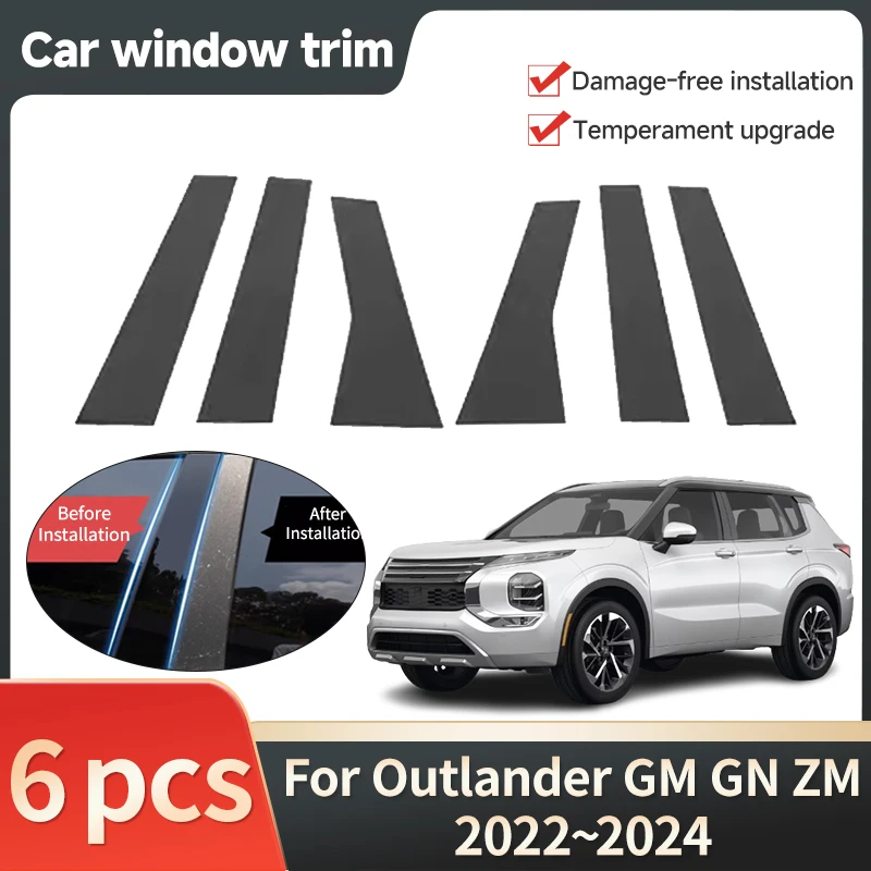 

Car Window Trim Covers for Mitsubishi Outlander GM GN ZM PHEV 2022 2023 2024 6pcs Pillar Post Door Sticker Decal Car Accessories