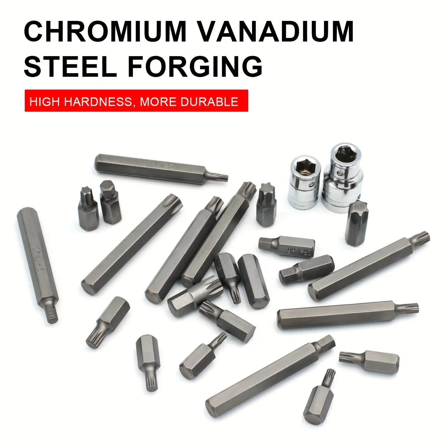 40PCS Screwdriver Bit Set, Chrome Vanadium Steel Driver Bit Set,1/2inch 3/8inch Drive Impact Socket Bit Tool Set