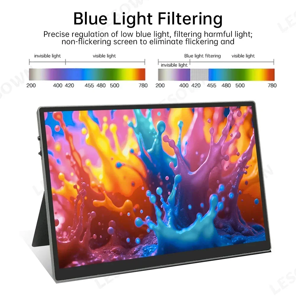LESOWN 10.5 Inch 2K Touchscreen Portable Monitor 100% sRGB Driver-free External Display with Kickstand for Laptop