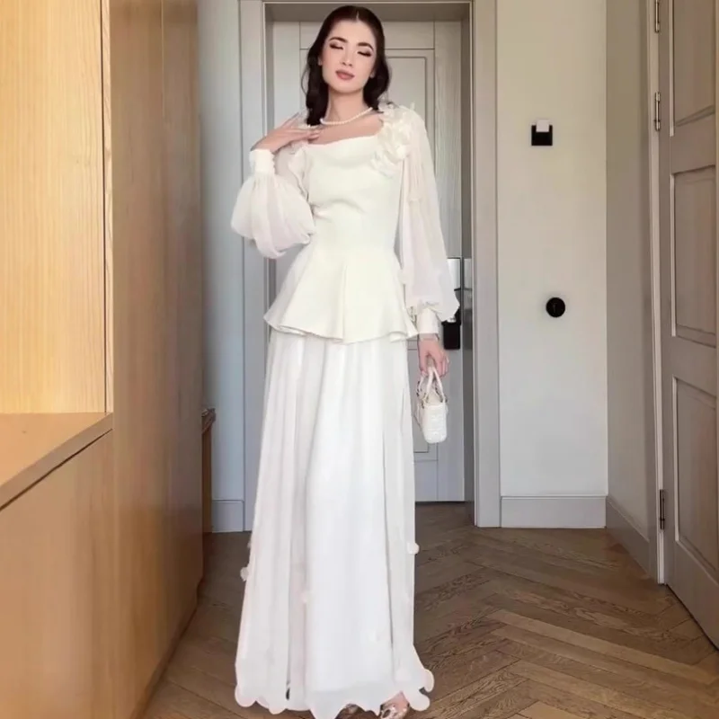 

2025New Autumn Elegant Vintage Long Sleeve Long Dress Set for Women
