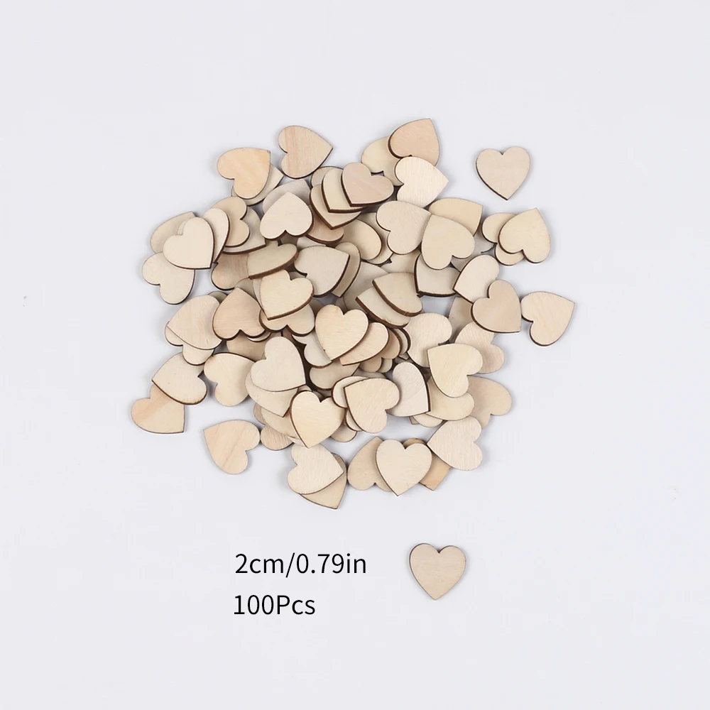 50/100/200 Stuks Onvoltooide Houten Harten Voor Ambachten 1-6 Cm Hart Lege Houten Ornamenten verjaardag Bruiloft Kerst Decor
