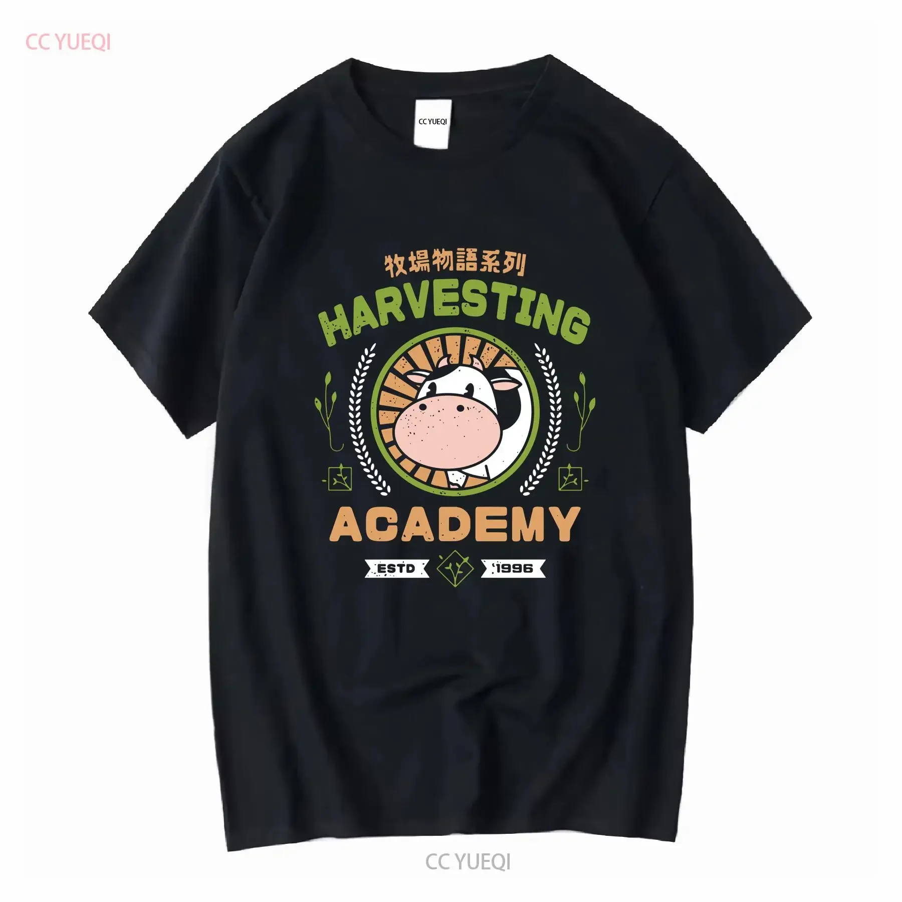 Kawaii Harvesting Academy T Shirt Harvest Moon Video Game Gaming Gamer Farming Story Of Seasons Cow long or short sleeves