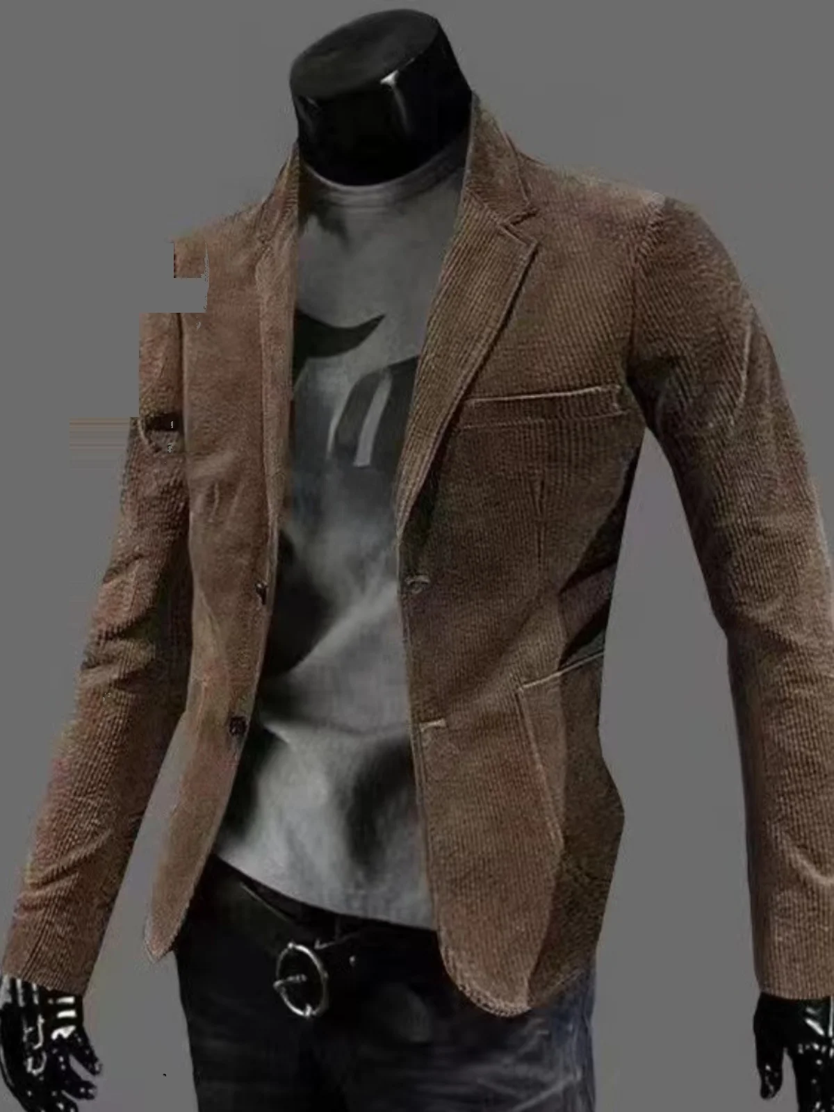 

Men's Slim Fit Corduroy Suit Jaet Warm Casual Retro Sle Spring Autumn Faionable Korean Version Long Sve Streetwear