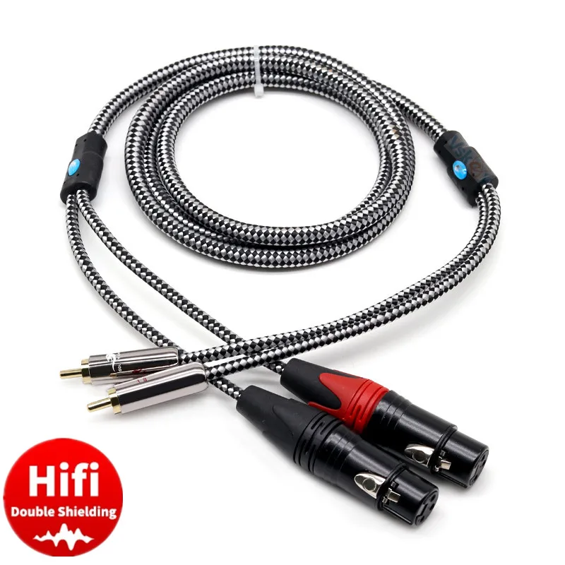 Hifi Audio Cable 2 RCA Male to Dual XLR Female for Amplifier Mixer Console DVD TV Home Stereo Speaker Shielded Cords 1M 2M 3M 5M