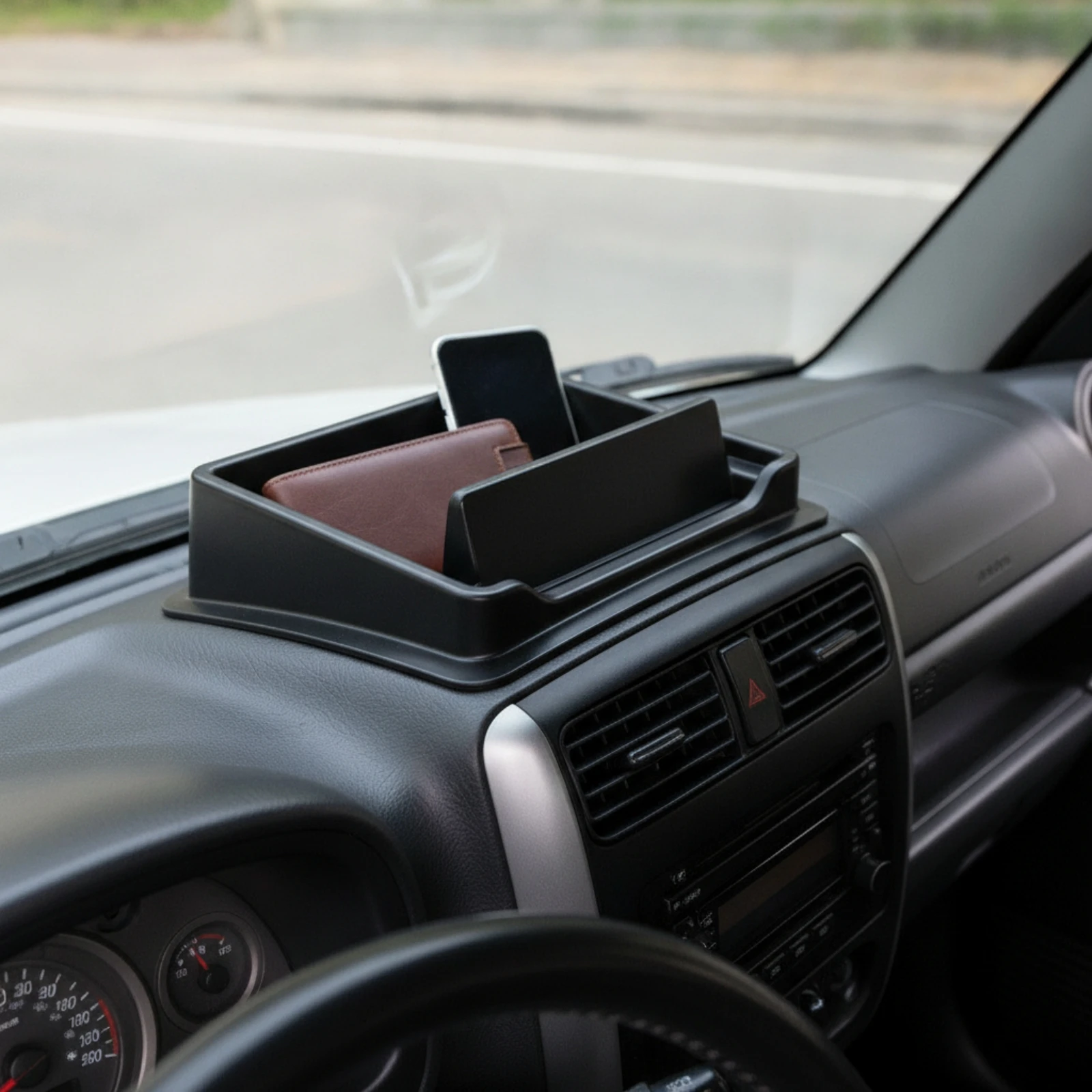 Dashboard Storage Box Adhesive Dashboard Organizer Center Console Storage Box Molded Center Console Tray Compact for Car Owners