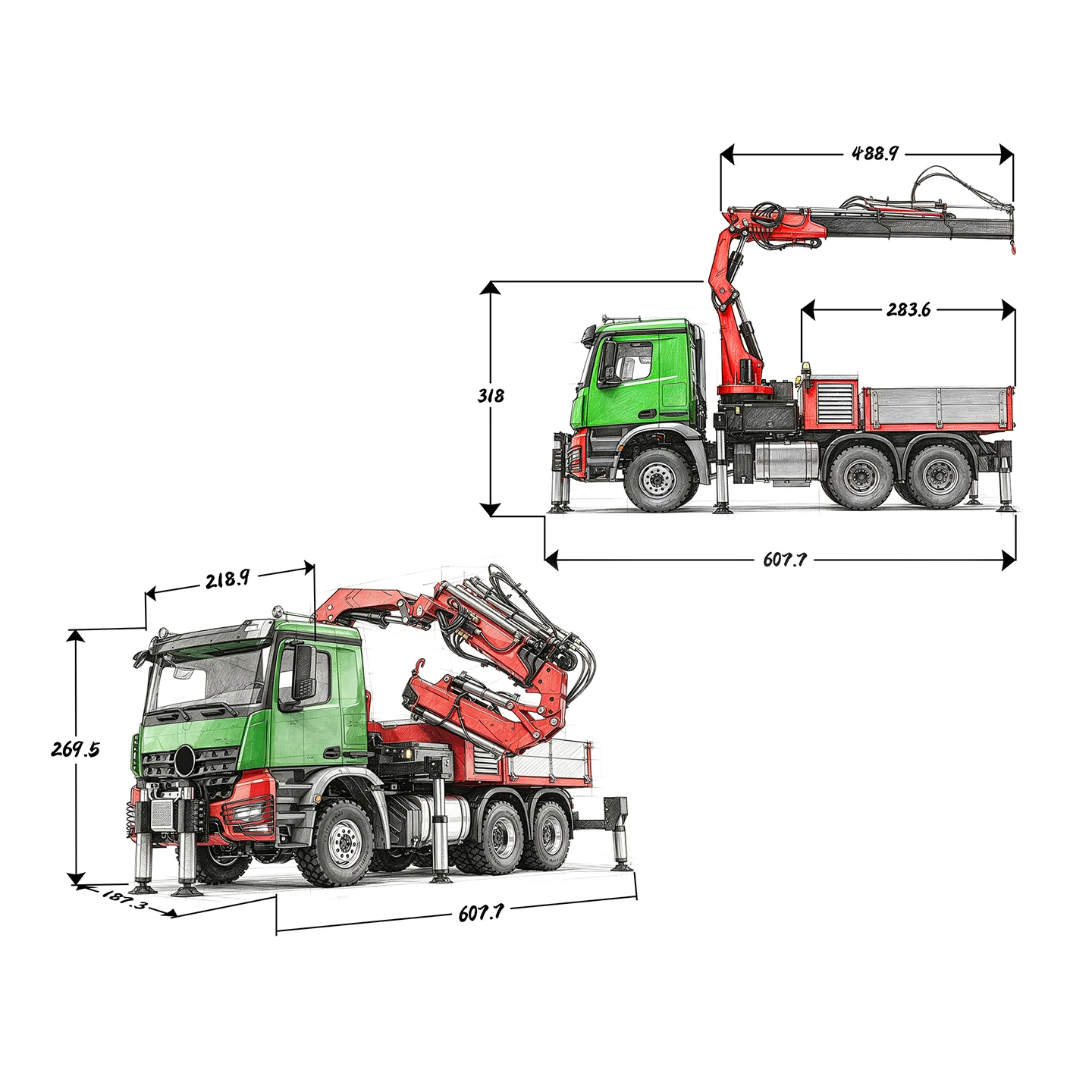 6X6 Metal LESU 3363 1/14 RC Hydraulic Crane Truck Fly Jib Arm 3Speed Radio Control Lorry 6 Outriggers Axle Diff Lock Vehicle Car