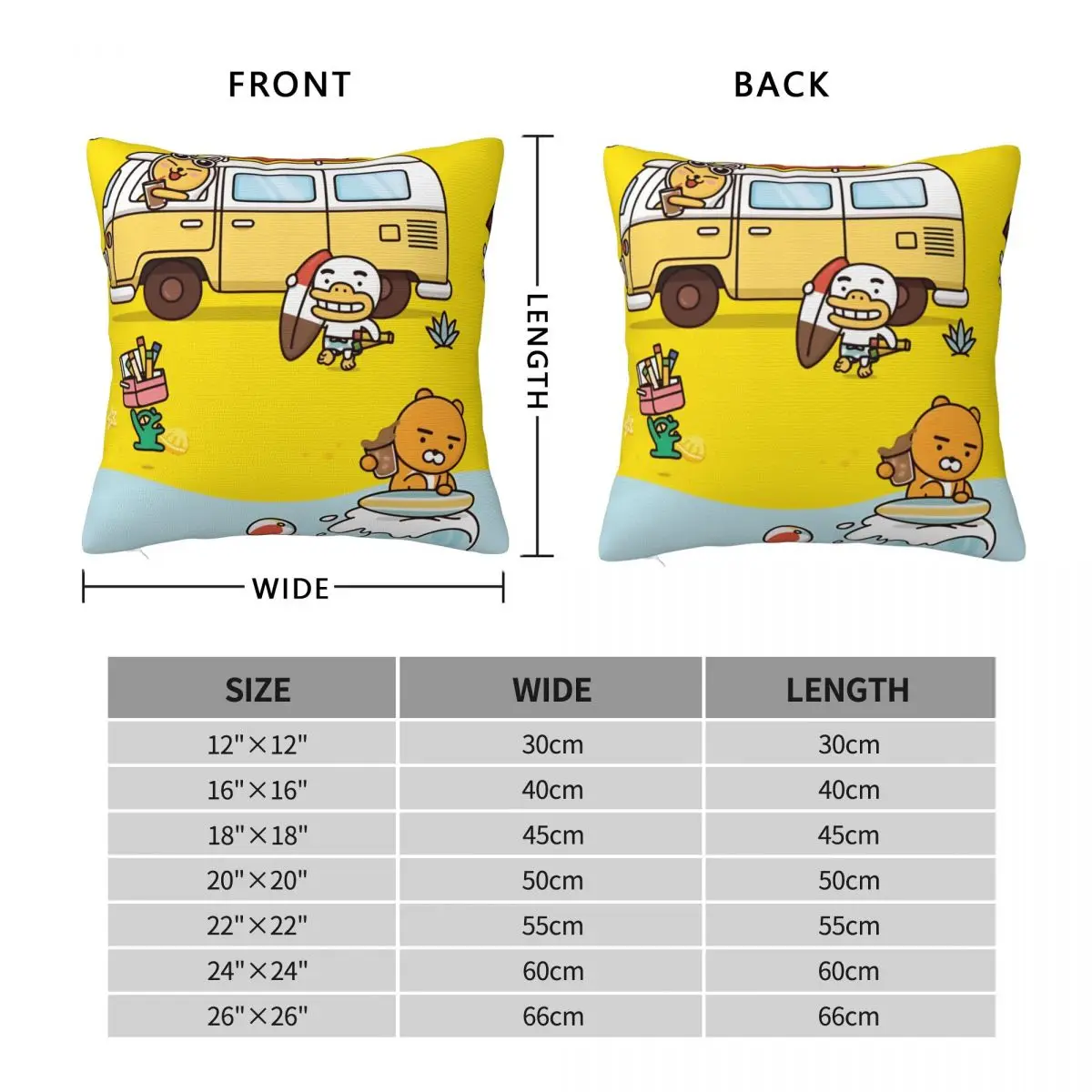 K-Kakaos F-Friends Tube Apeach Ryan Trio Pillow Cover Cushion Cover Square Pillow Case Fun Pillowcases For Sofa Home Decoration