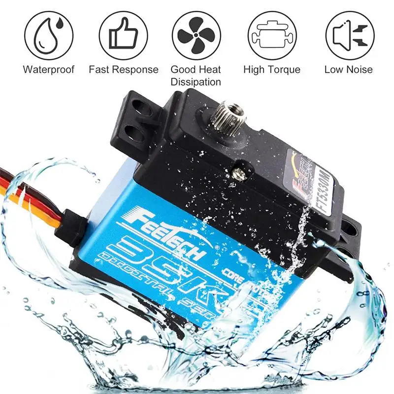 Feetech FT5330M 35KG Digital Servo RC Steel Gear 180 Degree 25T Metal Arm 7.4V Robot RC Servo Motor for RC Drift Car Helicopter