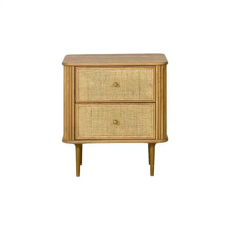 Nordic solid wood bedside table double drawer simple modern Nordic homestay home bedroom bedside drawer storage chest