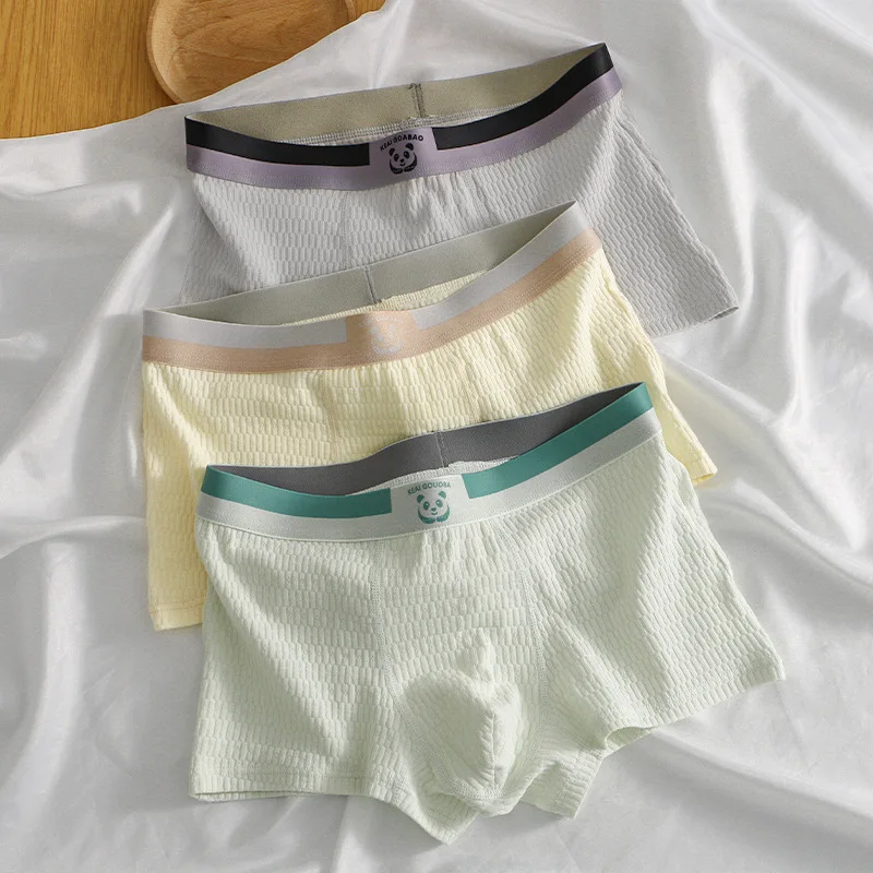 

Pure Cotton Men's Underwear Soft Comfortable Boxers Shorts Solid Mid Waist Elasticity Panties Male Breathable U Convex Underpant