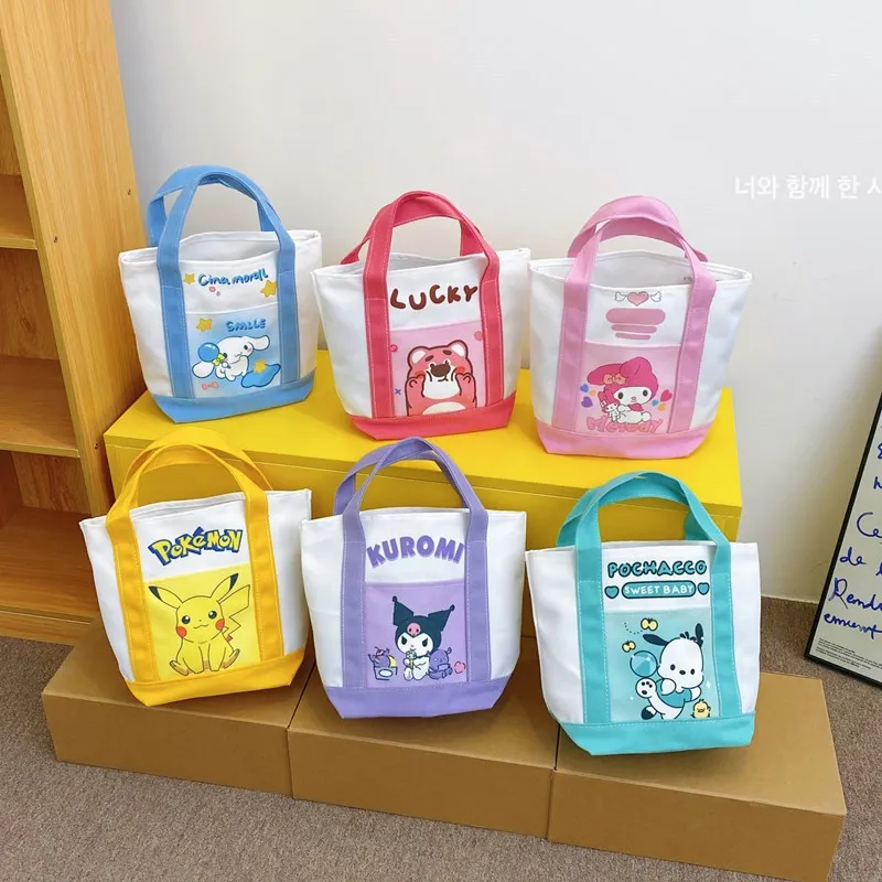 

Sanrio Canvas Handbag Hello Kitty Melody Kuromi Cinnamoroll Anime Cute Tote High Capacity Shoulder Bags Children Birthday Gifts