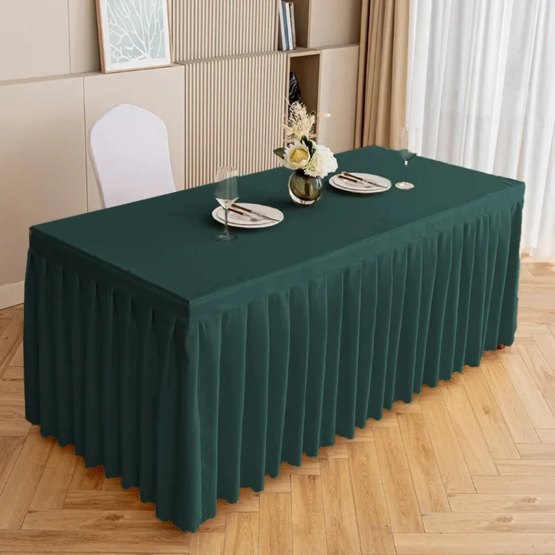 Rectangular Tablecloth Conference Table Skirt Dust-proof Tablecloth Ruffled Banquet Wedding Party Table Cloth