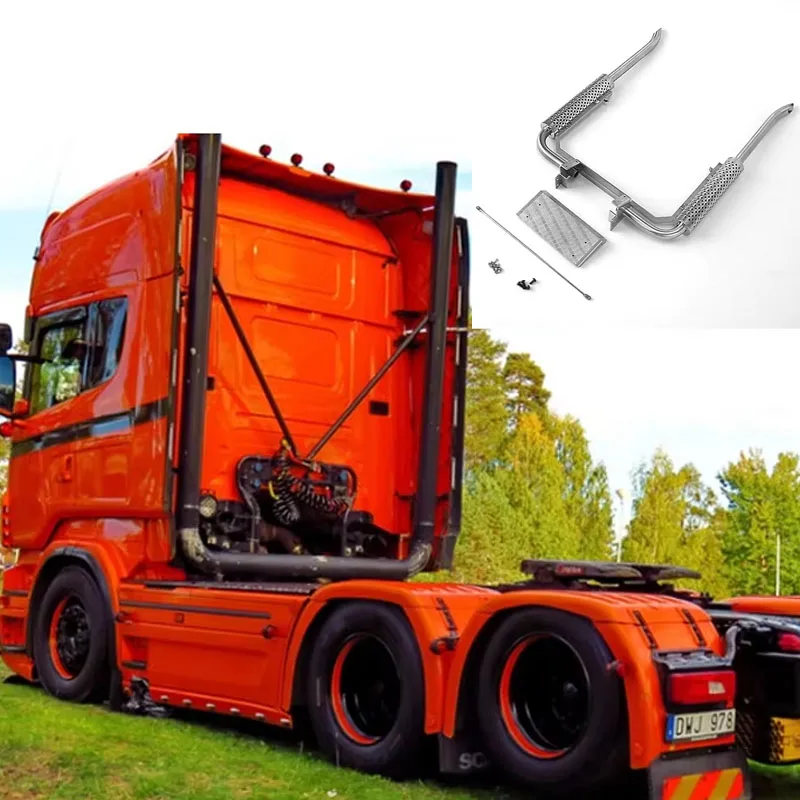 Modelo de camión 1/14, conjunto de tubo de escape de juguete, doble chimenea, orificio pasante R620 R470 G-6215 para cabezal de Tractor Tamiya