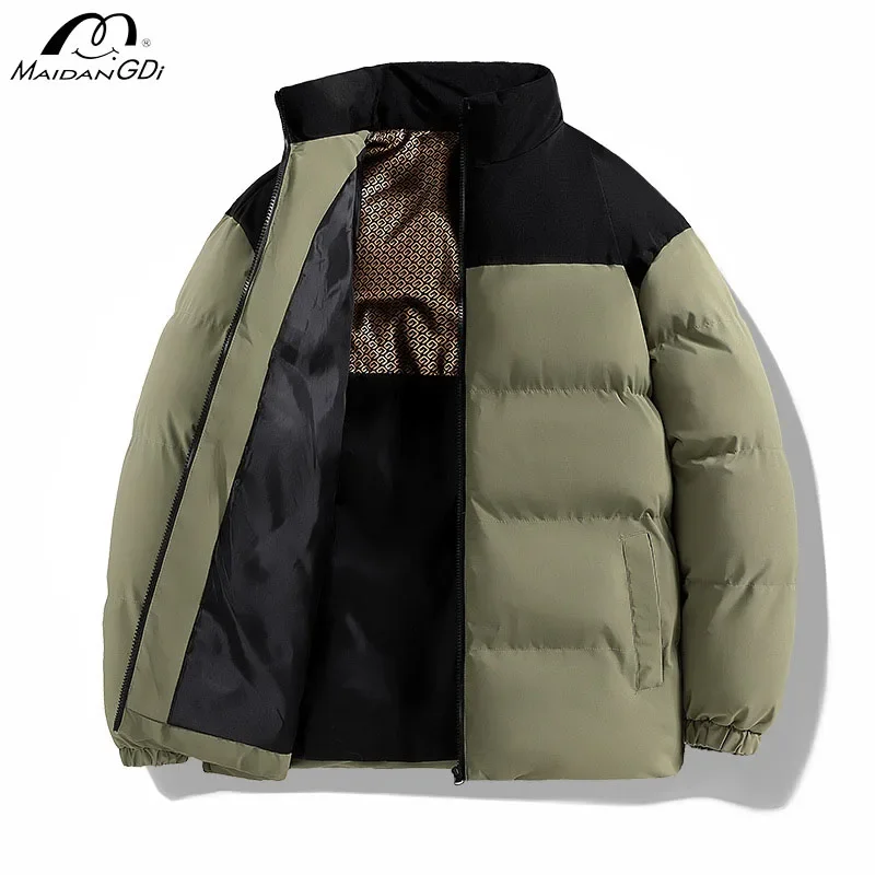 MaiDangDi Winter Men Cotton Jacket Graphene Temperature Lock Men\'s Thick Down Cotton Jacket Stand Collar Windproof Protection