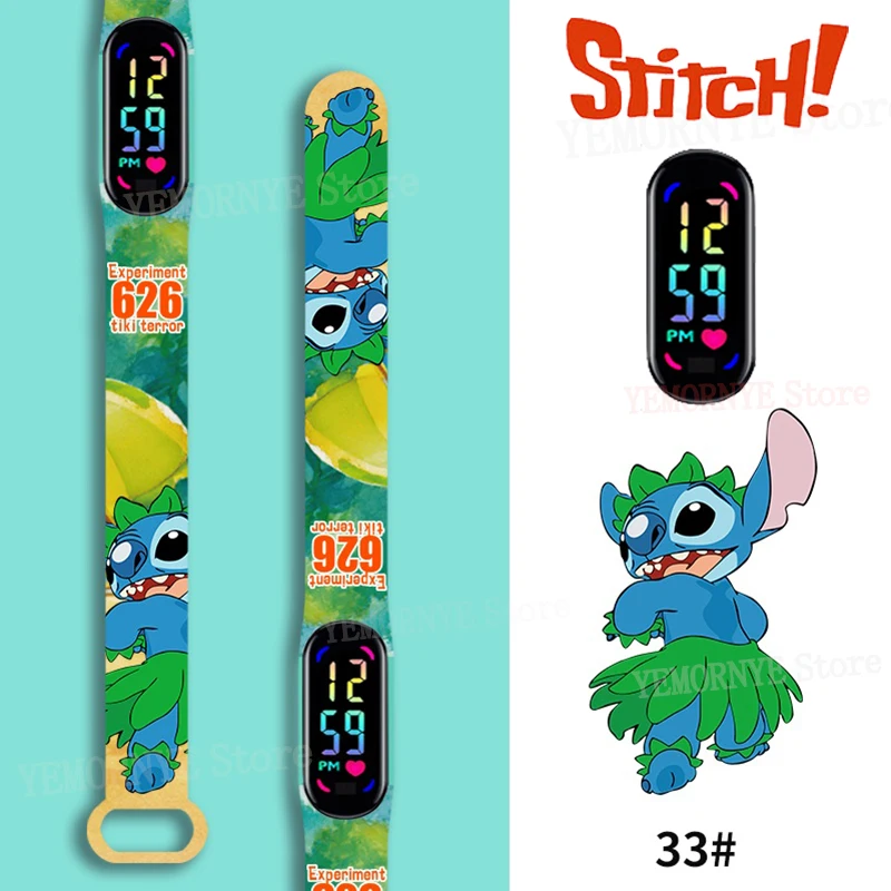 

Disney Stitch Digital Kids' Watches Anime Figures LED Touch Luminous kids Sport Wristband Waterproof Digital Watch Birthday Toy