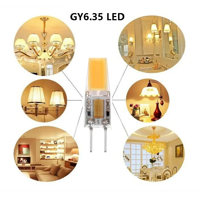 5pcs/lot LED COB Silicone Lamp GY6.35 5W AC/DC 12V LED Light Bulb 3000K-6000K LED Crystal Lamp for Home Chandelier Decor