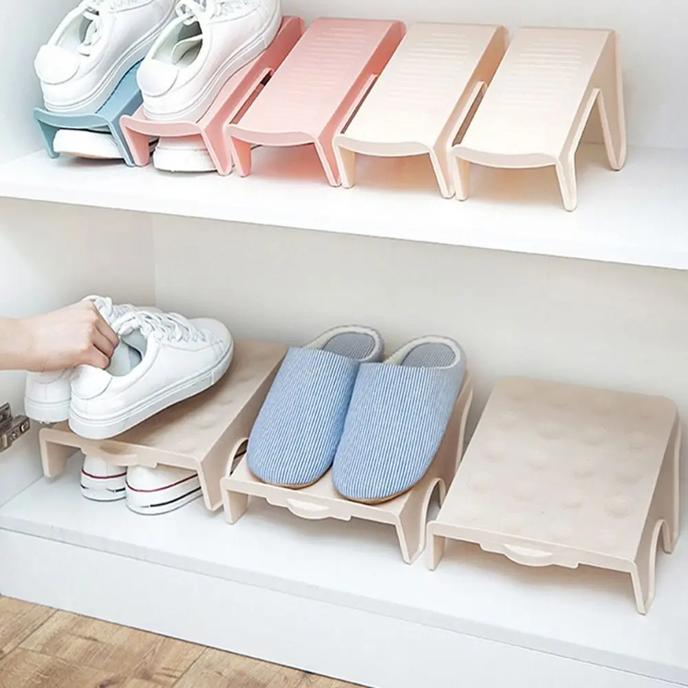 New PP Household Storage Shoes Blue/Beige Pink/Green Shoe Storage Organizer Durable Save Space Plastic Shoe Holder Household