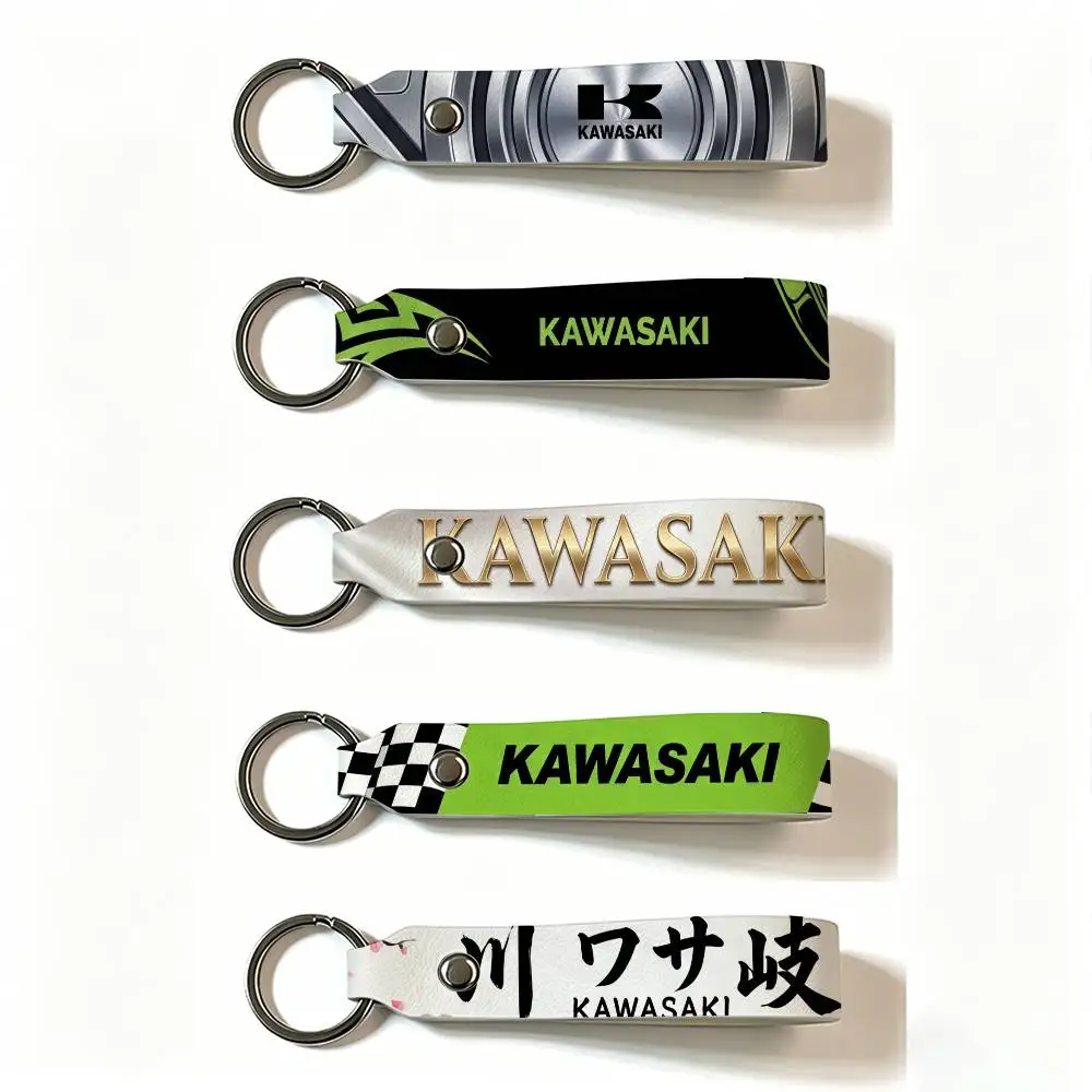 FOR KAWASAKI MOTO PU Leather Keychain Minimalist Key Holder Durable Key Organizer Car Keys Bag Accessories Gift