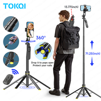 TT18 Pop Open Tripods Stand for Cellphone Shooting Vlog Video, Quadrapod Phone Holder 360°Auto-Rotation, with Wireless Bluetooth