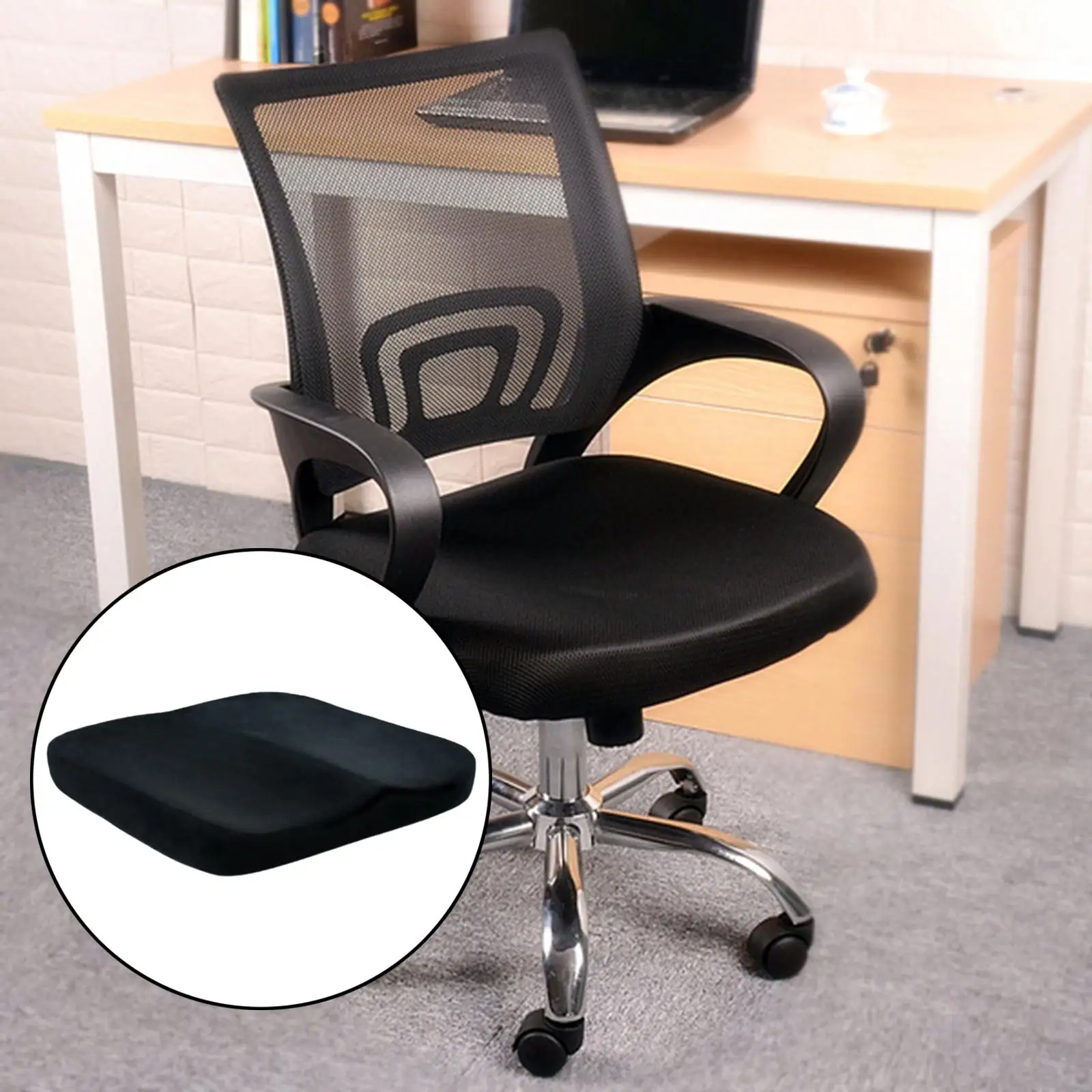 وسادة مقعد من إسفنج الذاكرة غير قابلة للانزلاق لمقعد السيارة لمعظم الكراسي وشبكة سوداء