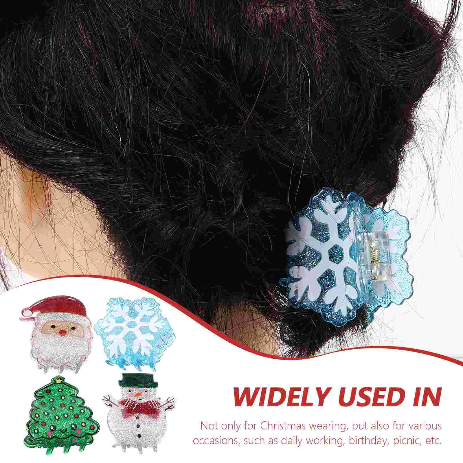 4 Pcs Christmas Hair Clips for Thick Trees Headgear Small Claw Acrylic Accessories Women Women's Bannana