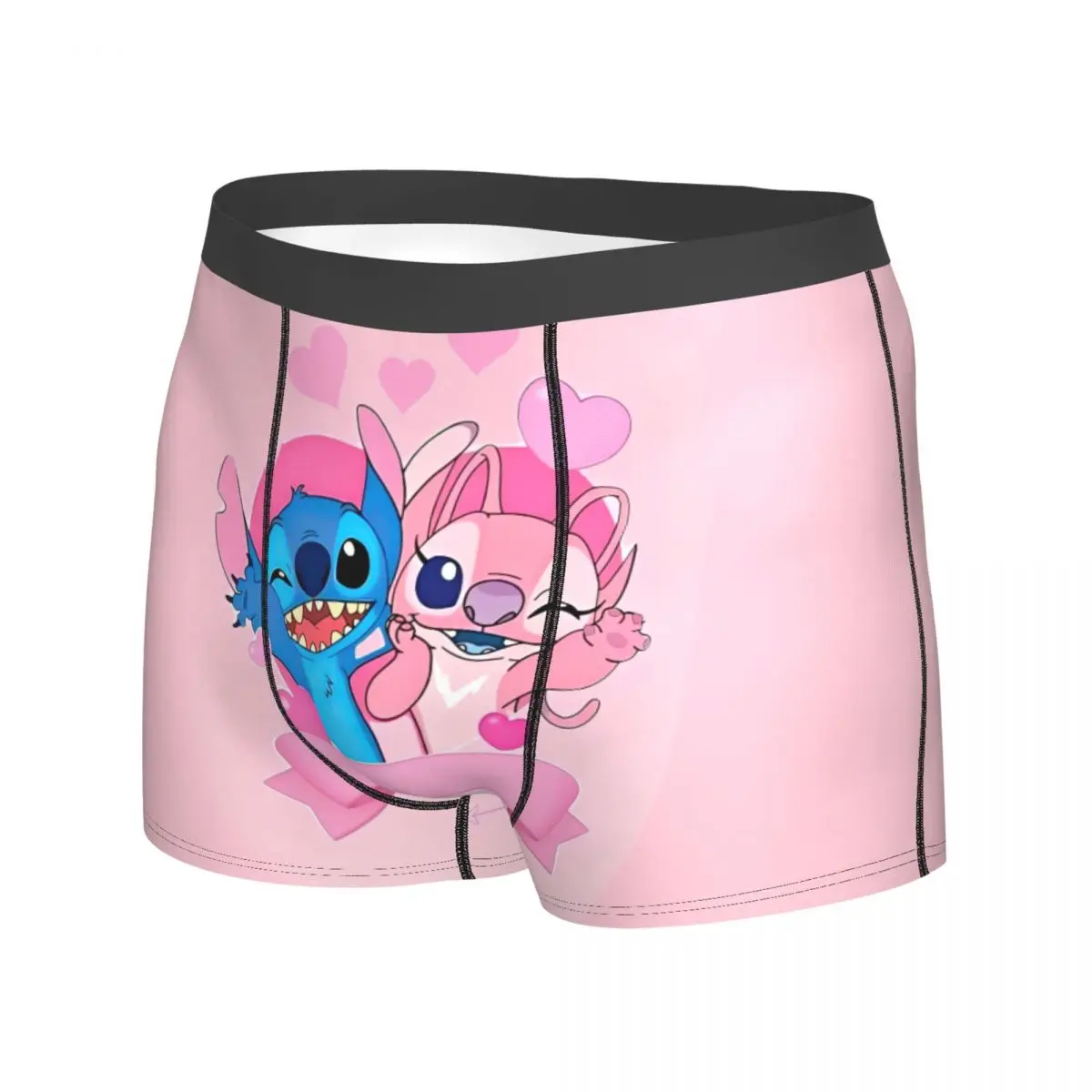 MINISO Stitch Underwear Cartoon Kawaii Breathable Panties Custom DIY Boxer Brief For Males Pouch Plus Size Trunk