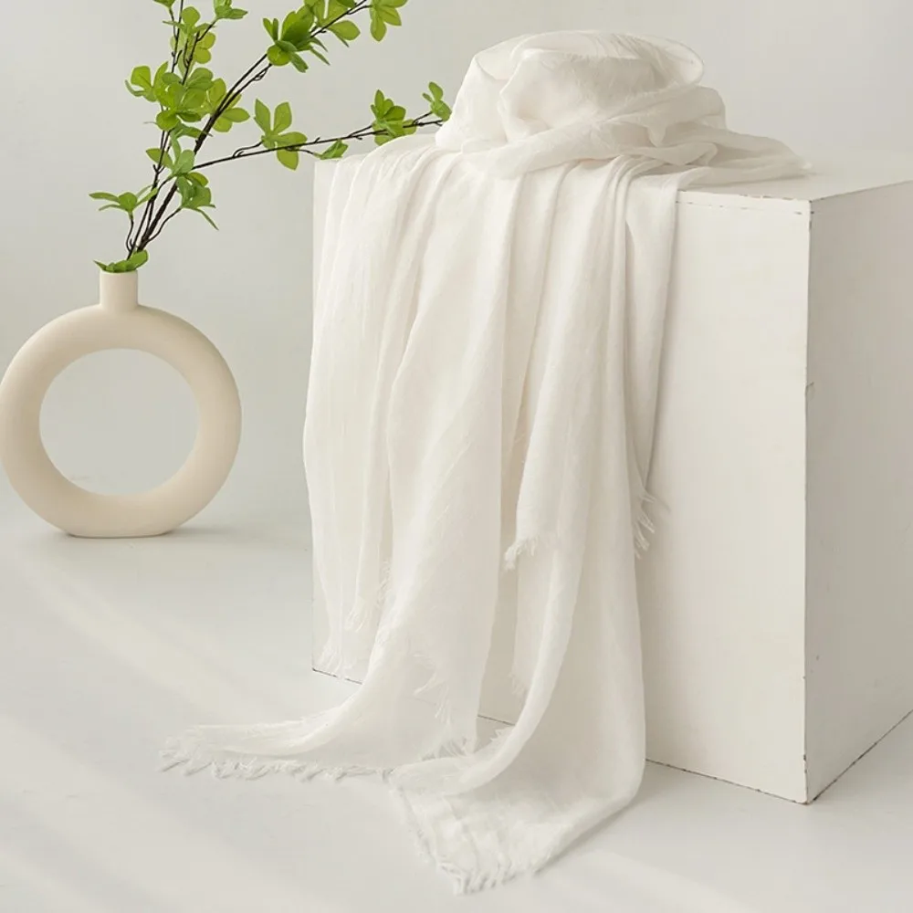Fashion Cotton Linen Scarf Wrap Breathable Fabric Silky Touch Evening Shawl Thin Sun Protection Muslim Hijab Scarf Women