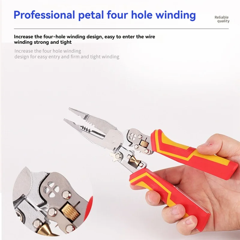 

A25F-Electricians Voltage Testing Cable Cutting Scissors Electrician Cable Cutter Crimping Pliers